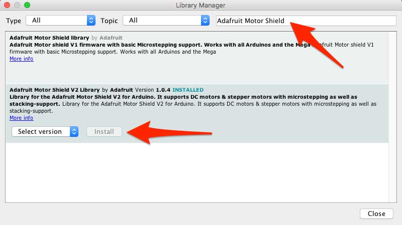 search for the library you want to install